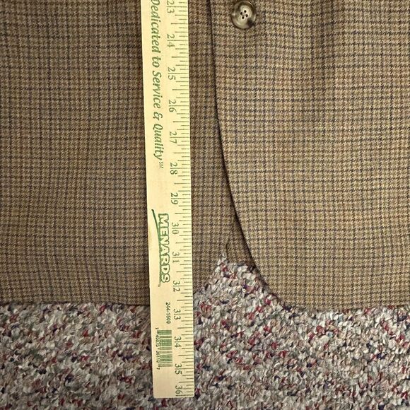 Jos. A. Bank Tan Gray Wine Houndstooth Check Wool 2 Button Sports Coat Size 46R - Picture 15 of 16